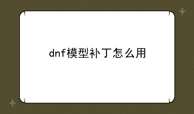 dnf模型补丁怎么用