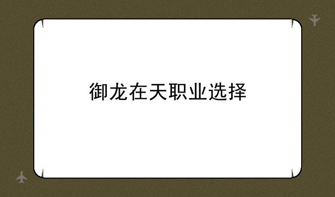 御龙在天职业选择