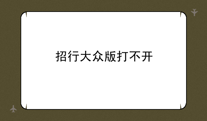 招行大众版打不开