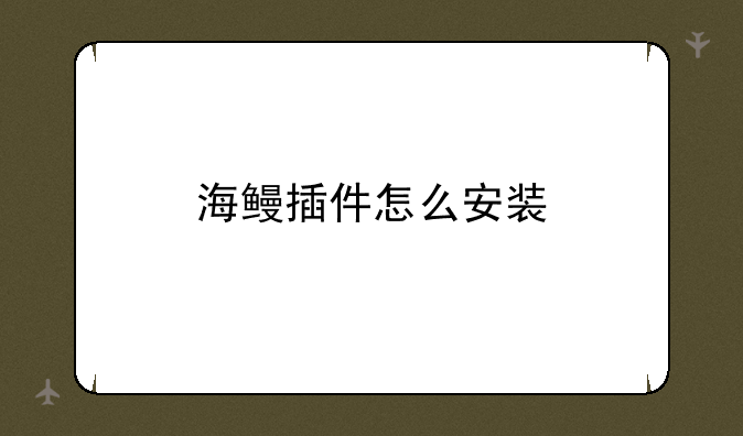 海鳗插件怎么安装