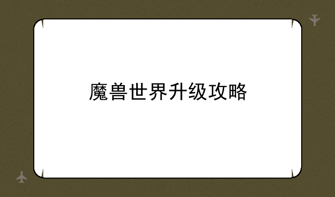 魔兽世界升级攻略