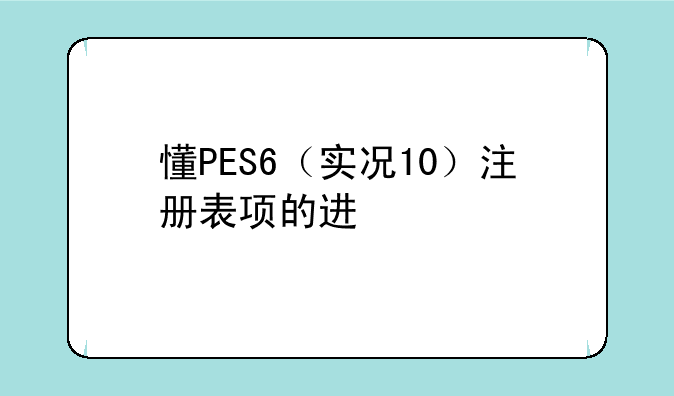 懂PES6（实况10）注册表项的进