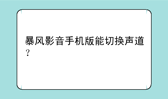 暴风影音手机版能切换声道？