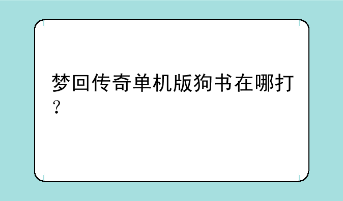 梦回传奇单机版狗书在哪打？