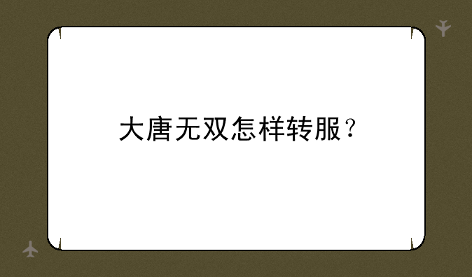 大唐无双怎样转服？