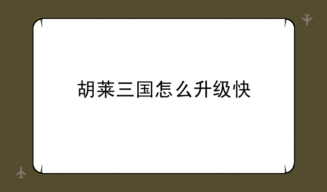 胡莱三国怎么升级快