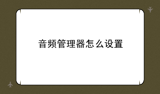 音频管理器怎么设置