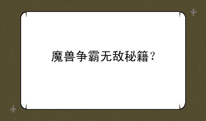 魔兽争霸无敌秘籍？