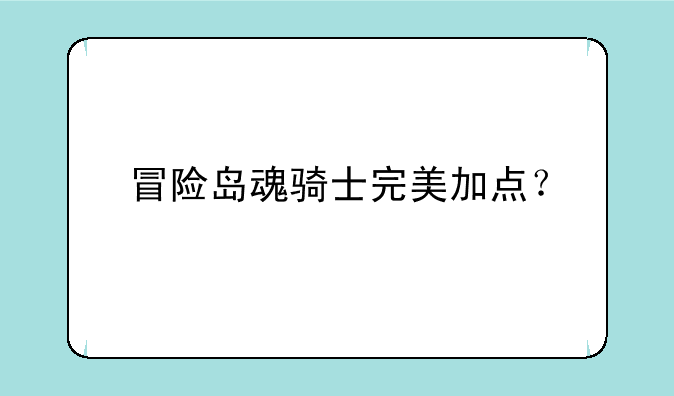 冒险岛魂骑士完美加点？
