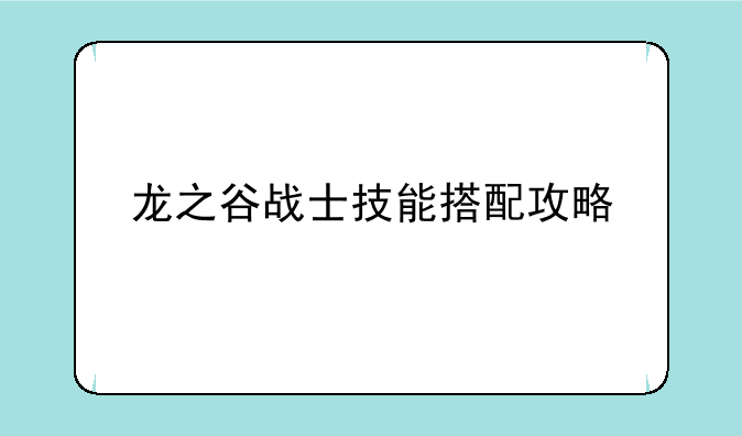 龙之谷战士技能搭配攻略