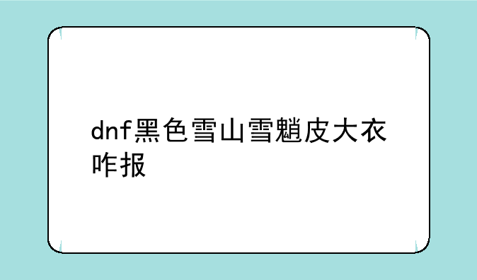 dnf黑色雪山雪魈皮大衣咋报