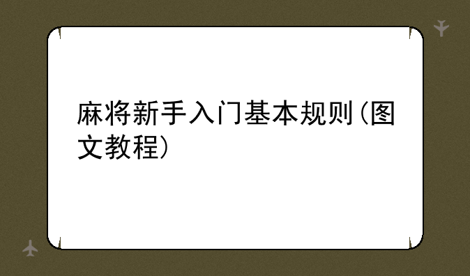 麻将新手入门基本规则(图文教程)