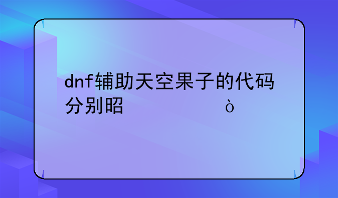 dnf辅助天空果子的代码分别是什？
