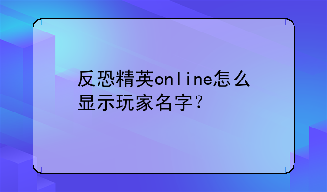 反恐精英online怎么显示玩家名字？