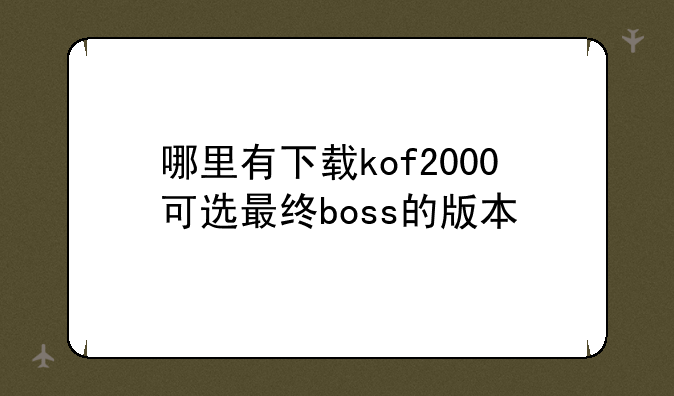 哪里有下载kof2000可选最终boss的版本