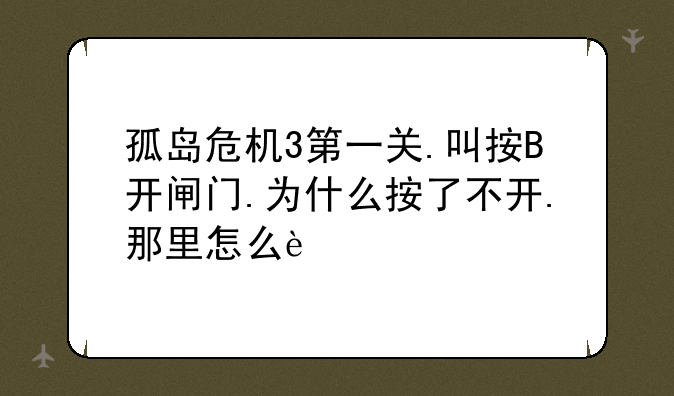 孤岛危机3第一关.叫按B开闸门.为什么按了不开.那里怎么过