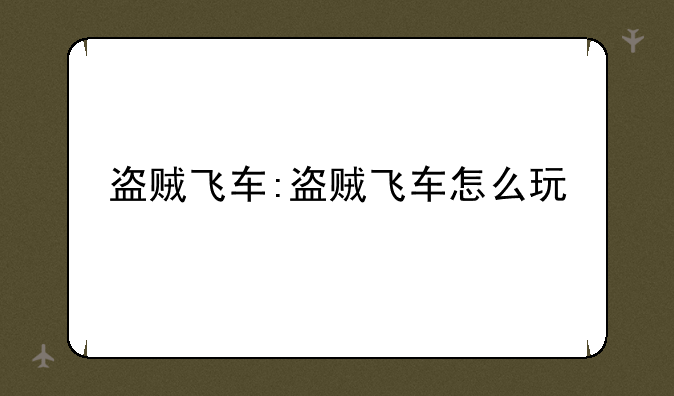 盗贼飞车:盗贼飞车怎么玩