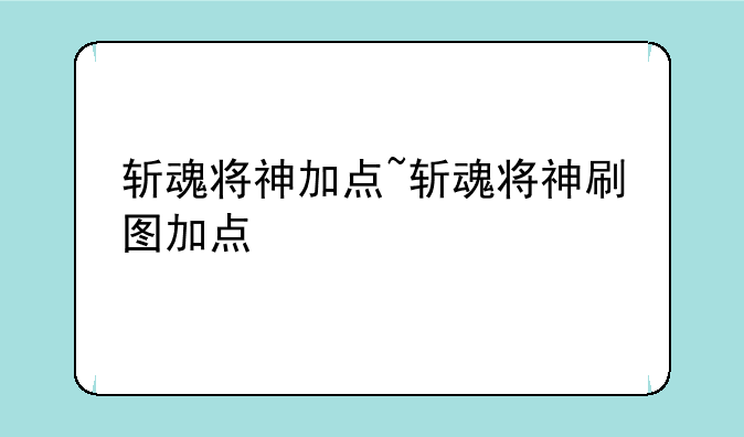 斩魂将神加点~斩魂将神刷图加点