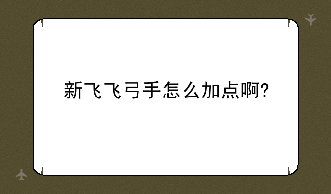 新飞飞弓手怎么加点啊?