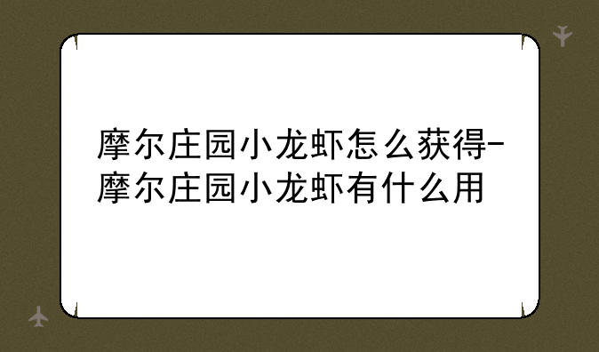 摩尔庄园小龙虾怎么获得-摩尔庄园小龙虾有什么用