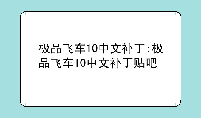 极品飞车10中文补丁:极品飞车10中文补丁贴吧