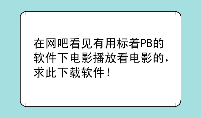 在网吧看见有用标着PB的软件下电影播放看电影的，求此下载软件！