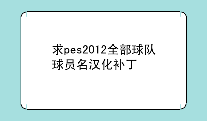 求pes2012全部球队球员名汉化补丁
