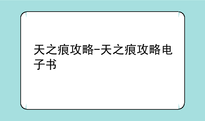 天之痕攻略-天之痕攻略电子书