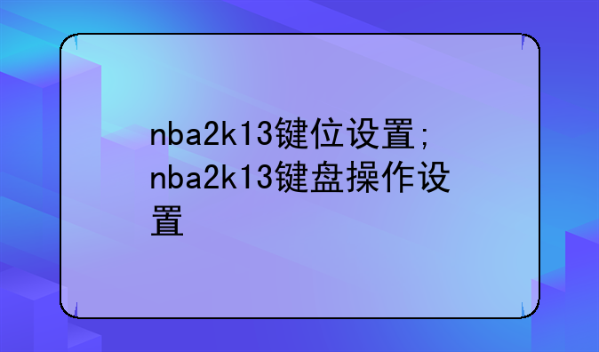 nba2k13键位设置;nba2k13键盘操作设置